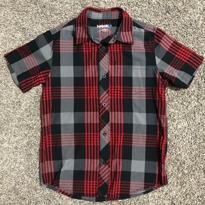 Tony Hawk boys button up red/black plaid shirt sz S
